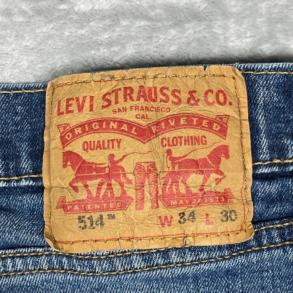 Levis 514 Straight Fit Jeans Mens 34x30 Blue‎ Medium Wash Denim Pants